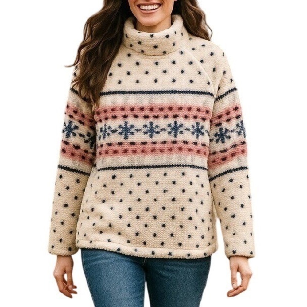 St. John's Bay Long Sleeve Mock Neck Sherpa Pullover Sweater